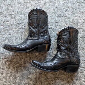 Lucchese Women's Western Bootie, black, size 8.5